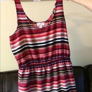 Lift striped tank dress with cinched waist
